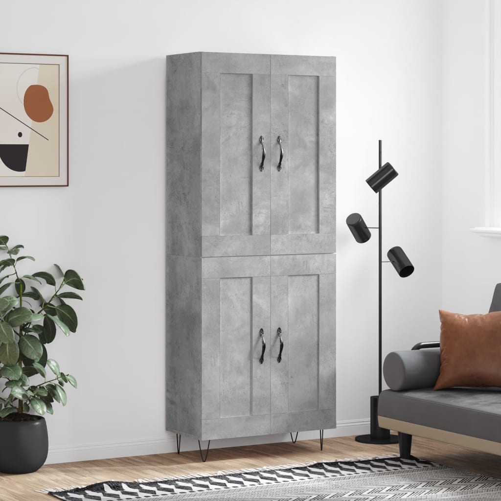 vidaXL Dulap înalt, gri beton, 69,5x34x180, lemn compozit