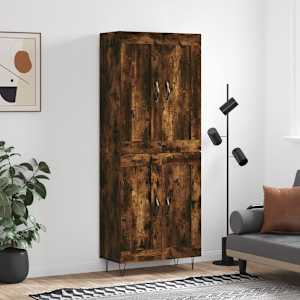 Visoka komoda dimljen hrast 69,5x34x180 cm inženirski les