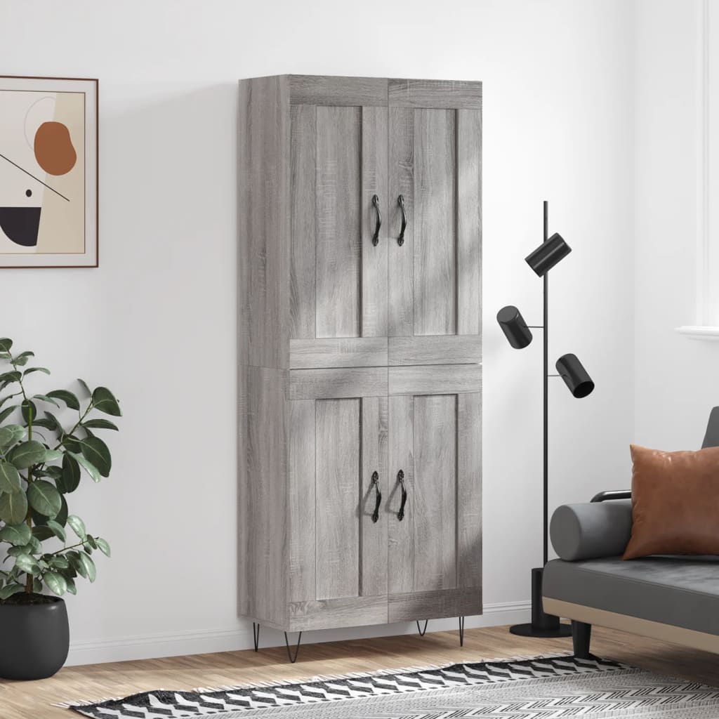 kõrge kapp, hall Sonoma tamm, 69,5 x 34 x 180 cm, tehispuit