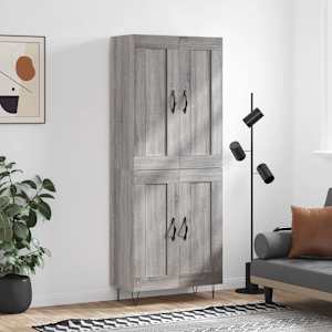 Visoka komoda siva sonoma 69,5x34x180 cm inženirski les