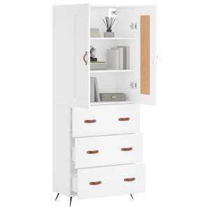 Skříň highboard bílá 69,5 x 34 x 180 cm kompozitní dřevo - obrázek 3