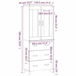 Skříň highboard betonově šedá 69,5x34x180 cm kompozitní dřevo - obrázek 14