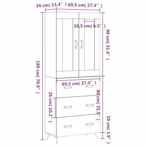 Skříň highboard kouřový dub 69,5 x 34 x 180 cm kompozitní dřevo - obrázek 14