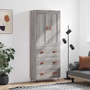 Visoka komoda siva sonoma 69,5x34x180 cm inženirski les