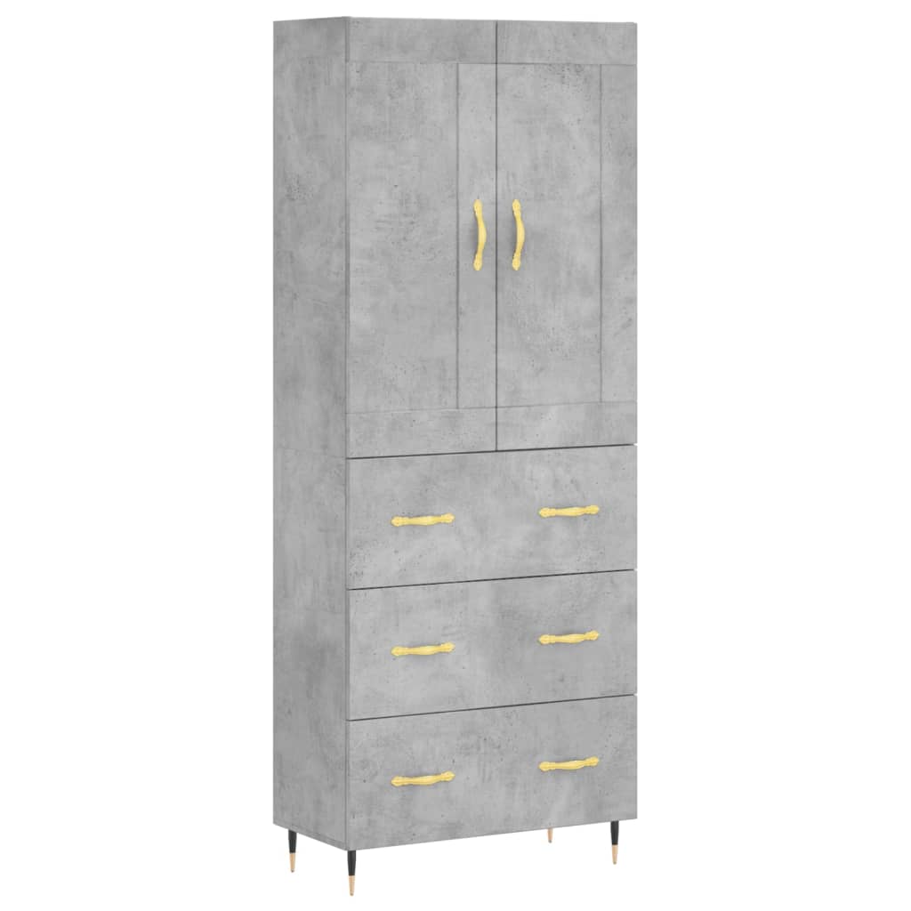 vidaXL Hoge kast 69,5x34x180 cm bewerkt hout betongrijs