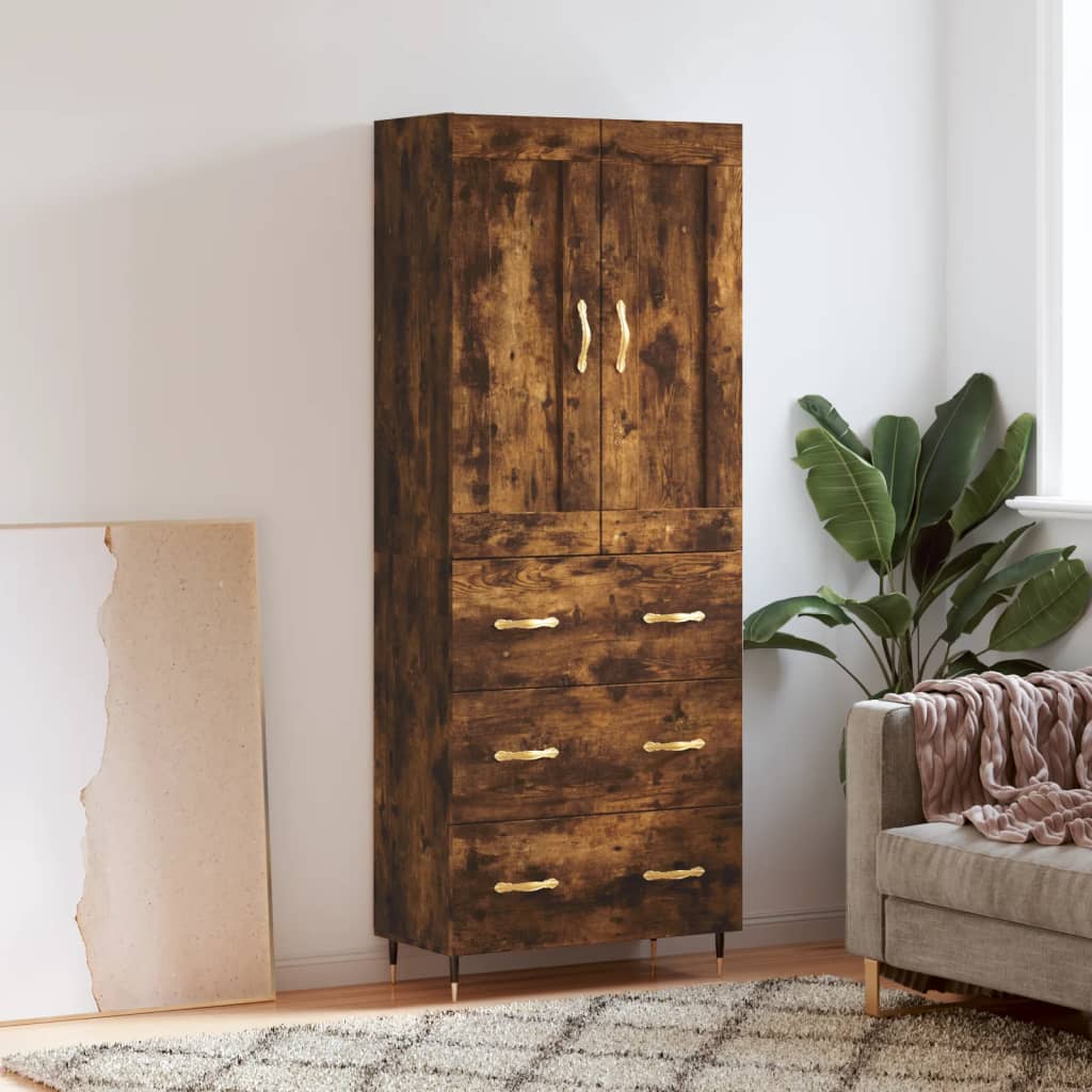 Skříň highboard kouřový dub 69,5 x 34 x 180 cm kompozitní dřevo