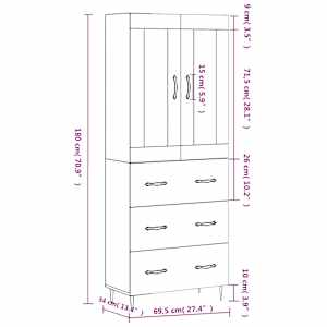 Skříň highboard šedá sonoma 69,5 x 34 x 180 cm kompozitní dřevo - obrázek 14