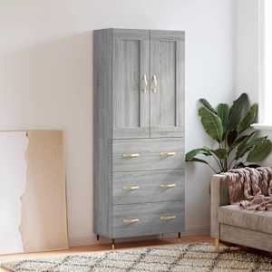 Skříň highboard šedá sonoma 69,5 x 34 x 180 cm kompozitní dřevo - obrázek 1