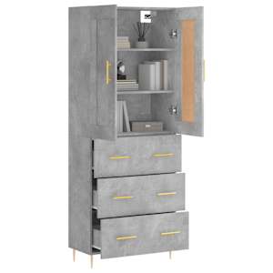 Skříň highboard betonově šedá 69,5x34x180 cm kompozitní dřevo - obrázek 3