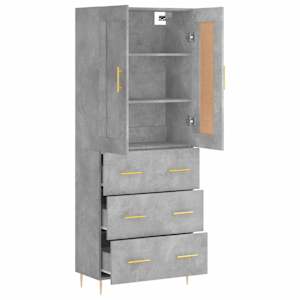 Skříň highboard betonově šedá 69,5x34x180 cm kompozitní dřevo - obrázek 4