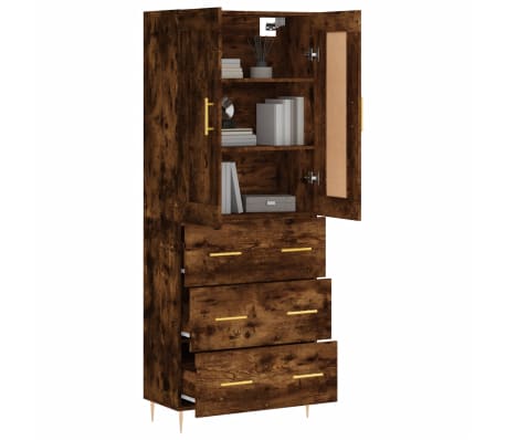 vidaXL Dulap &icirc;nalt, stejar fumuriu, 69,5x34x180, lemn compozit