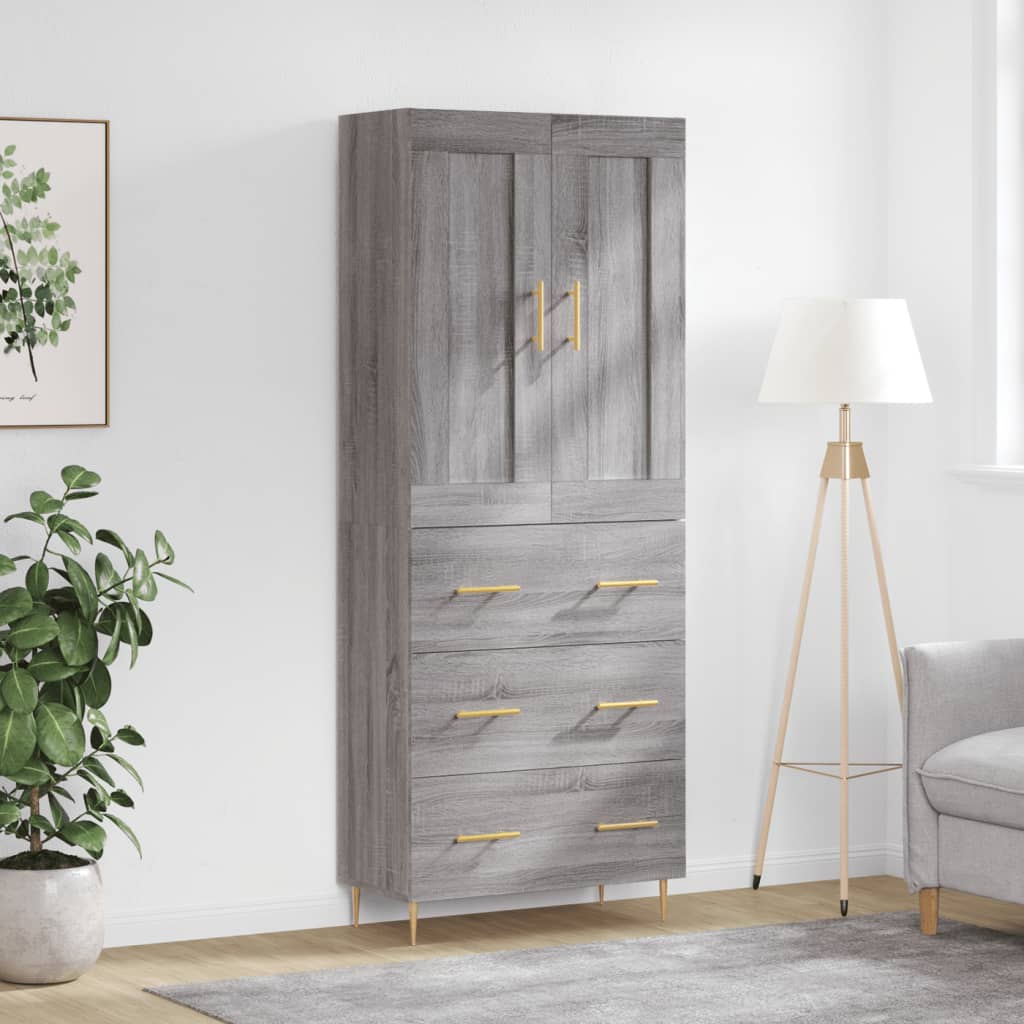 vidaXL Highboard Grau Sonoma 69,5x34x180 cm Holzwerkstoff