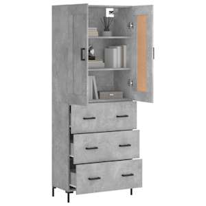 Skříň highboard betonově šedá 69,5x34x180 cm kompozitní dřevo - obrázek 3