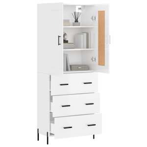 vidaXL Buffet haut Blanc brillant 69,5x34x180 cm Bois d'ing&eacute;nierie