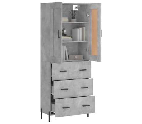 vidaXL Highboard Betongrau 69,5x34x180 cm Holzwerkstoff