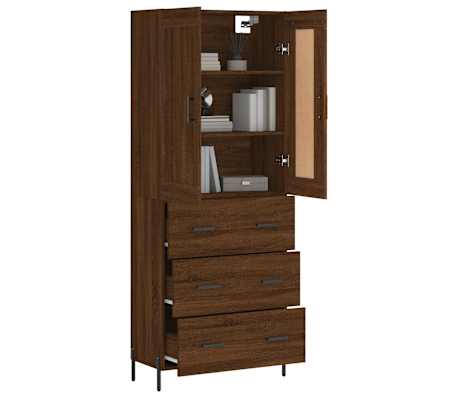 vidaXL Skř&iacute;ň highboard hněd&yacute; dub 69,5 x 34 x 180 cm kompozitn&iacute; dřevo