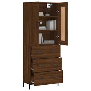 vidaXL Skř&iacute;ň highboard hněd&yacute; dub 69,5 x 34 x 180 cm kompozitn&iacute; dřevo