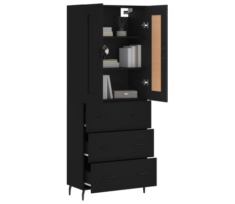 vidaXL Highboard Schwarz 69,5x34x180 cm Holzwerkstoff