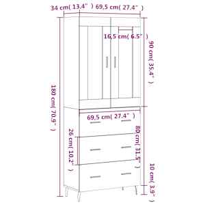 Skříň highboard dub sonoma 69,5 x 34 x 180 cm kompozitní dřevo - obrázek 14