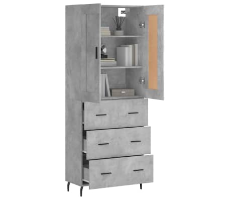 vidaXL Dulap &icirc;nalt, gri beton, 69,5x34x180, lemn compozit