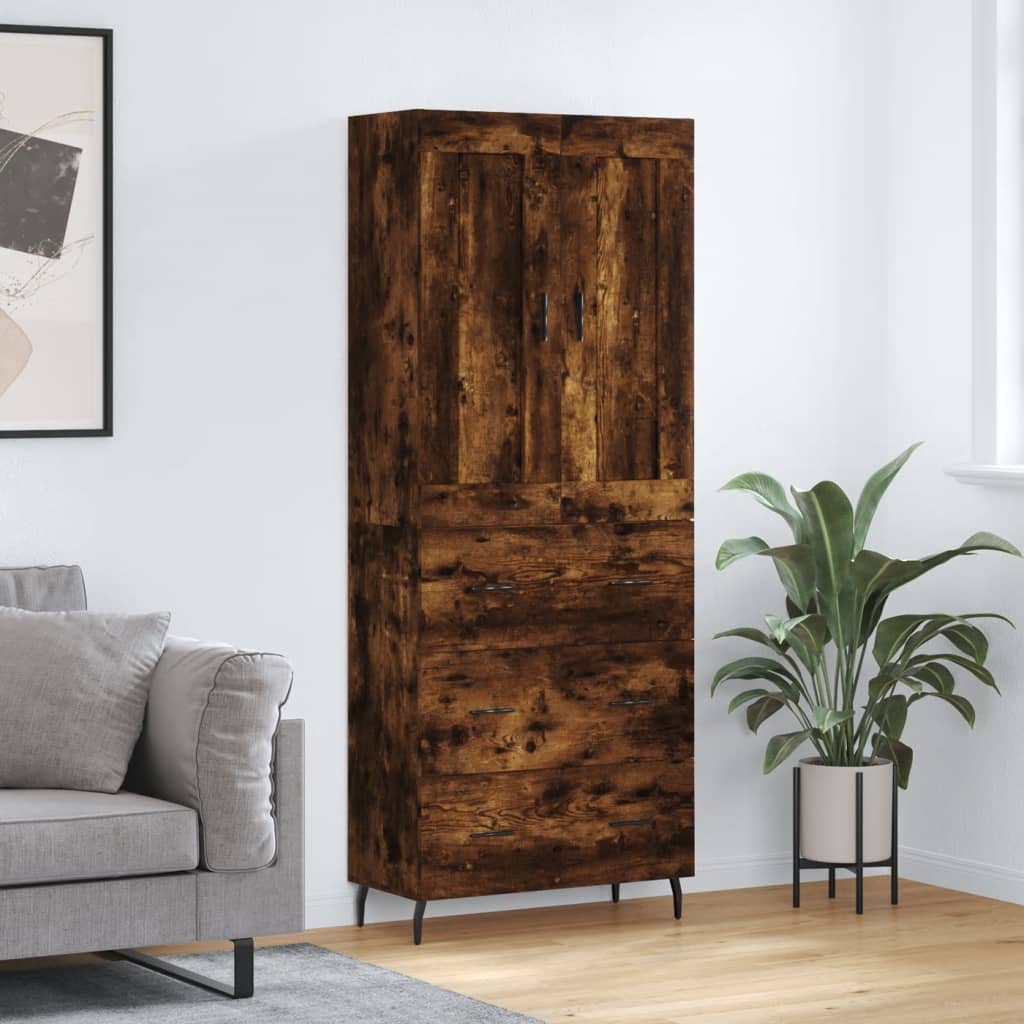 Skříň highboard kouřový dub 69,5 x 34 x 180 cm kompozitní dřevo