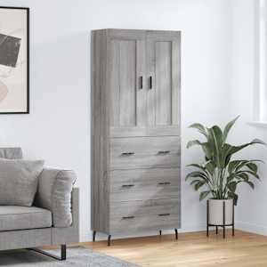 Visoka komoda siva sonoma 69,5x34x180 cm inženirski les