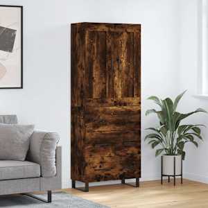 Skříň highboard kouřový dub 69,5 x 34 x 180 cm kompozitní dřevo - obrázek 1