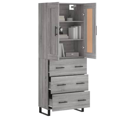 vidaXL Highboard Grau Sonoma 69,5x34x180 cm Holzwerkstoff