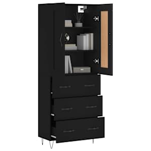 Skříň highboard černá 69,5 x 34 x 180 cm kompozitní dřevo - obrázek 3