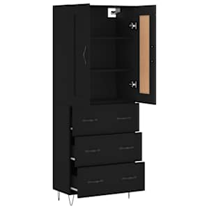 Skříň highboard černá 69,5 x 34 x 180 cm kompozitní dřevo - obrázek 4