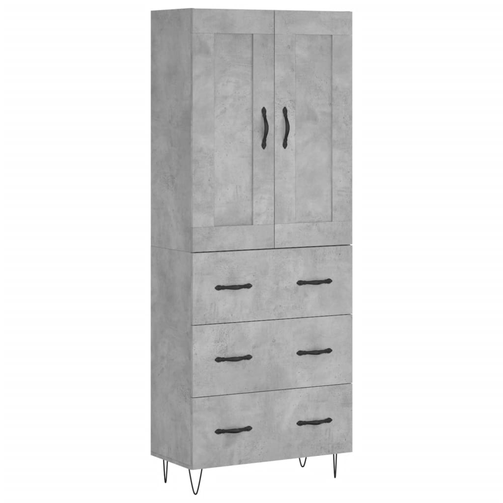 vidaXL Hoge kast 69,5x34x180 cm bewerkt hout betongrijs