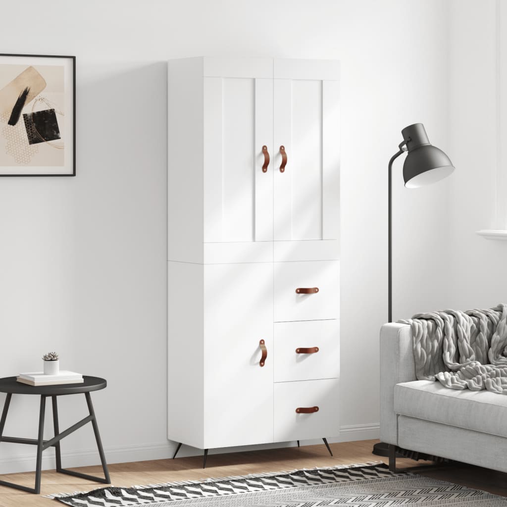 Skříň highboard bílá 69,5 x 34 x 180 cm kompozitní dřevo