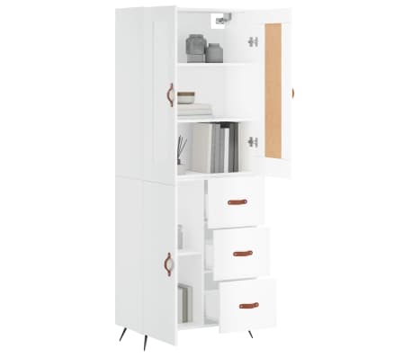 vidaXL Ντουλάπι Γυαλιστερό Λευκό 69,5x34x180 εκ. Επεξεργασμένο Ξύλο