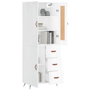 vidaXL Ντουλάπι Γυαλιστερό Λευκό 69,5x34x180 εκ. Επεξεργασμένο Ξύλο