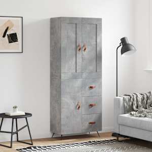 Skříň highboard betonově šedá 69,5x34x180 cm kompozitní dřevo - obrázek 1