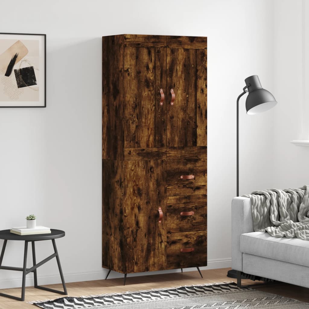 Skříň highboard kouřový dub 69,5 x 34 x 180 cm kompozitní dřevo