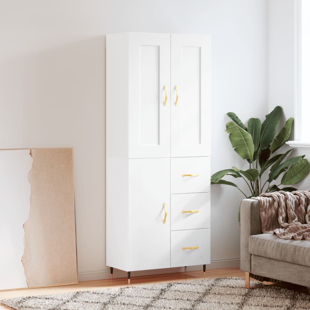 Skříň highboard bílá 69,5 x 34 x 180 cm kompozitní dřevo