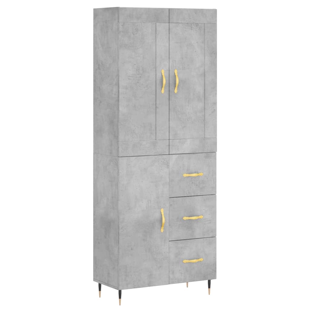 vidaXL Hoge kast 69,5x34x180 cm bewerkt hout betongrijs