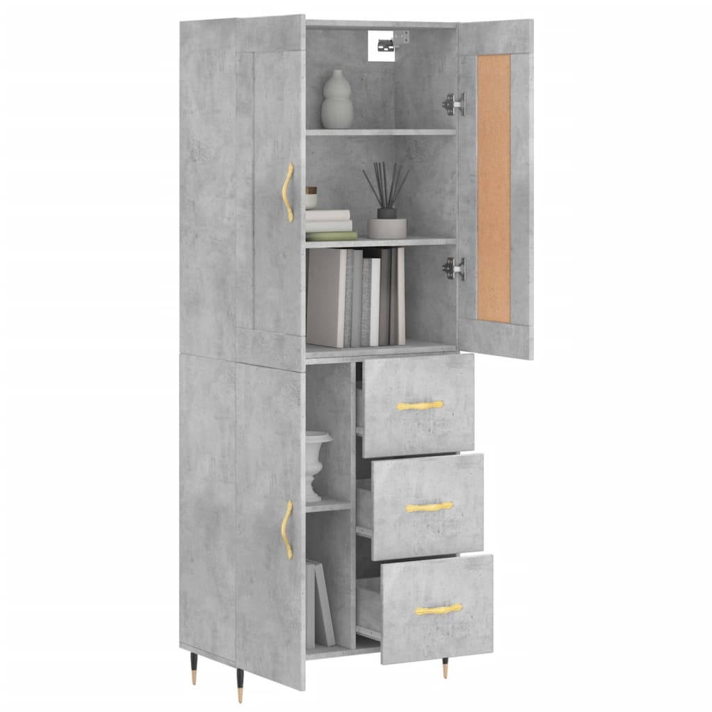 vidaXL Hoge kast 69,5x34x180 cm bewerkt hout betongrijs