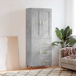 Visoka komoda betonsko siva 69,5x34x180 cm inženirski les