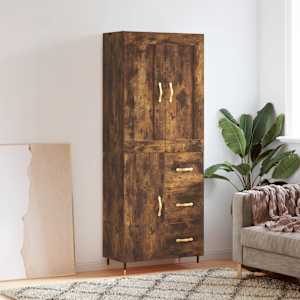 Skříň highboard kouřový dub 69,5 x 34 x 180 cm kompozitní dřevo - obrázek 1
