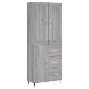 Skříň highboard šedá sonoma 69,5 x 34 x 180 cm kompozitní dřevo - obrázek 2