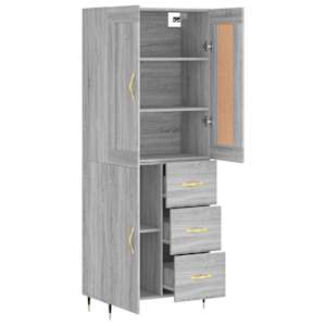 Skříň highboard šedá sonoma 69,5 x 34 x 180 cm kompozitní dřevo - obrázek 4
