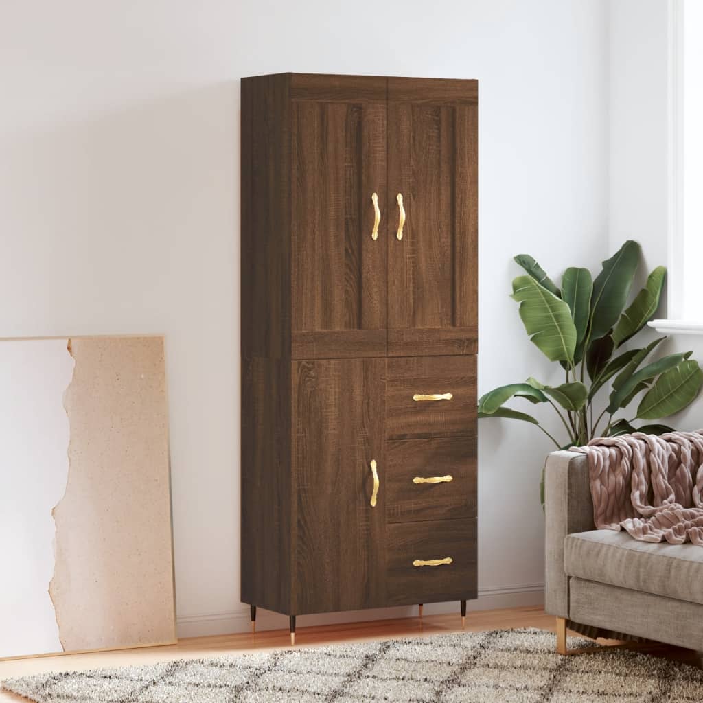 Skříň highboard hnědý dub 69,5 x 34 x 180 cm kompozitní dřevo