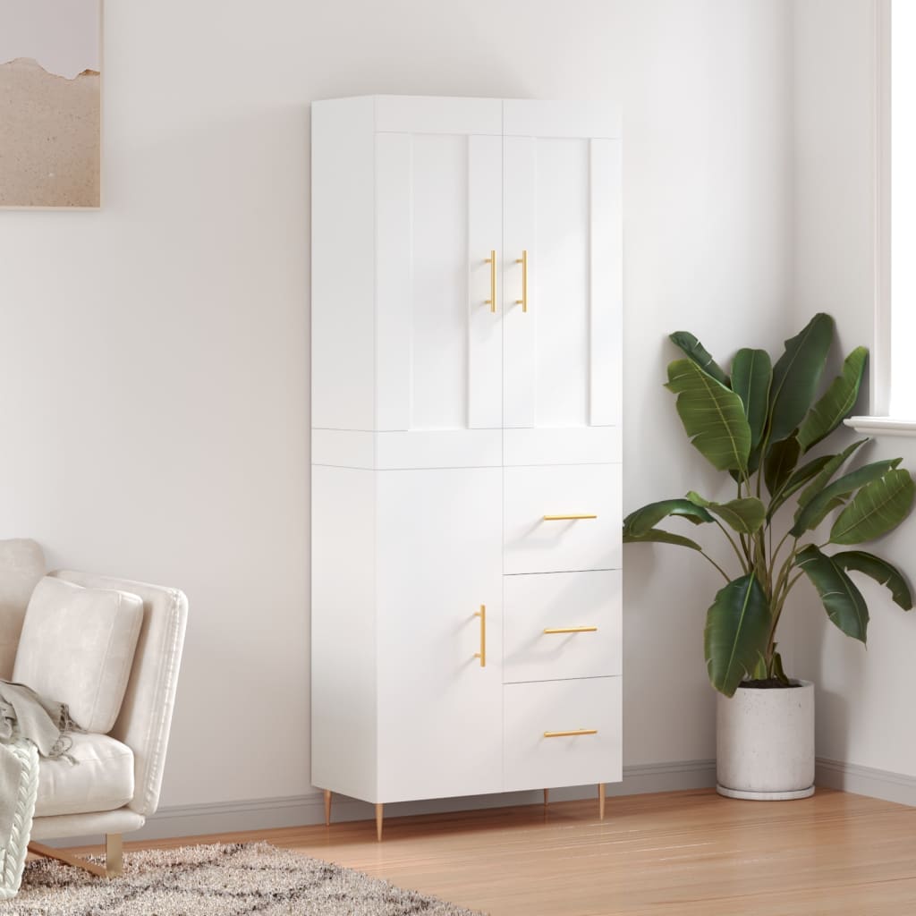 Skříň highboard bílá 69,5 x 34 x 180 cm kompozitní dřevo