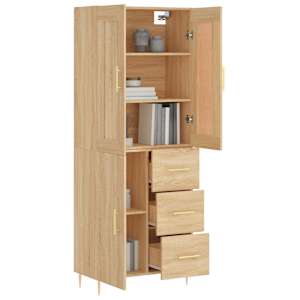 vidaXL Highboard Sonoma Oak 69.5x34x180 cm Engineered Wood