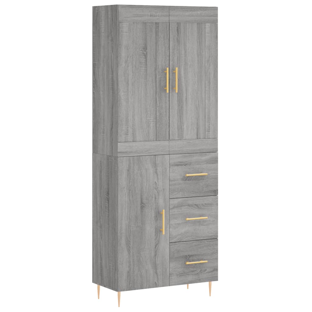 vidaXL Skříň highboard šedá sonoma 69,5 x 34 x 180 cm kompozitní dřevo