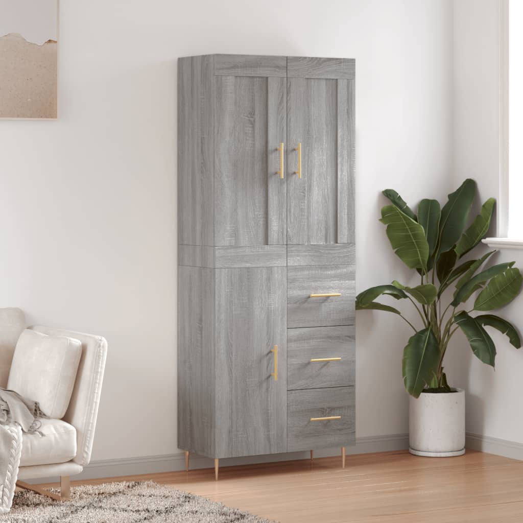 vidaXL Dulap înalt, gri sonoma, 69,5x34x180 cm, lemn compozit