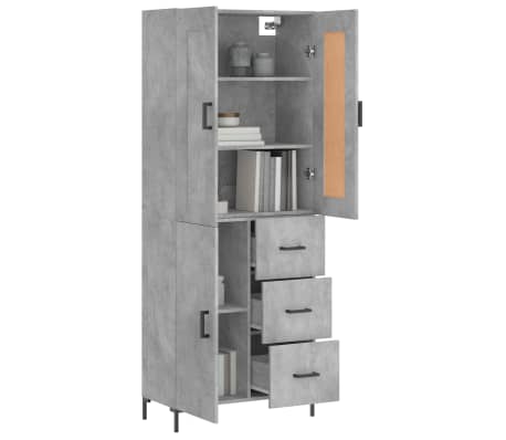 vidaXL augstais skapis, pelēks, 69,5x34x180 cm, inženierijas koks