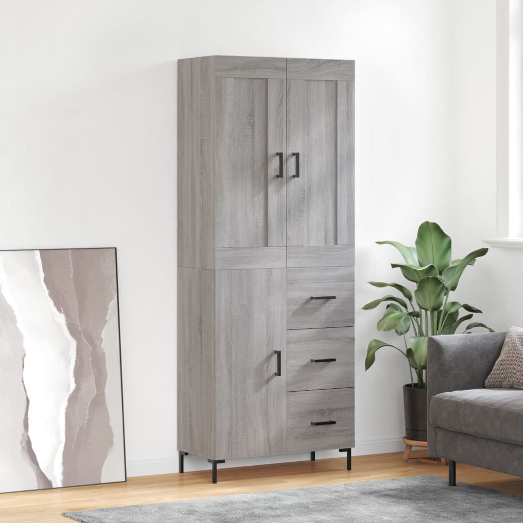 vidaXL Dulap înalt, gri sonoma, 69,5x34x180 cm, lemn compozit